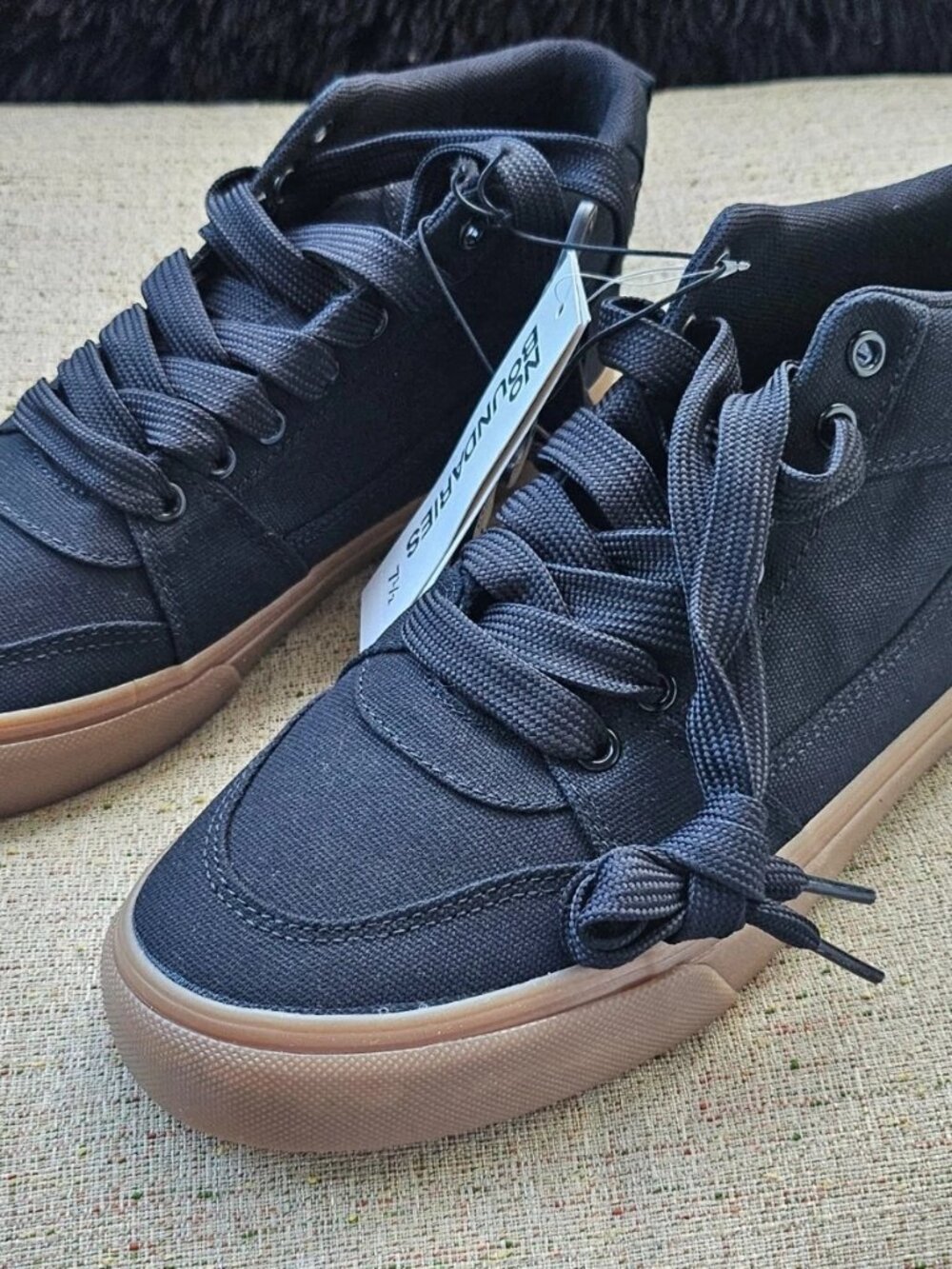 No Boundaries Men Sneaker High Top Black Canvas Lace Up Shoes Size 7.5 40EU NWT